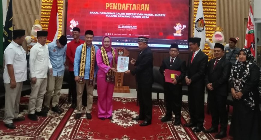 Pertama Daftar di KPU : Winarti-Reinata di Tulang Bawang dan Adi Erlansyah-Hisbullah Huda di Pringsewu