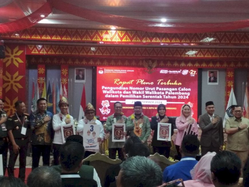 Nomor Urut Calon Wali Kota Palembang , Fitrianti 1, Ratu Dewa 2, Yudha Pratomo 3