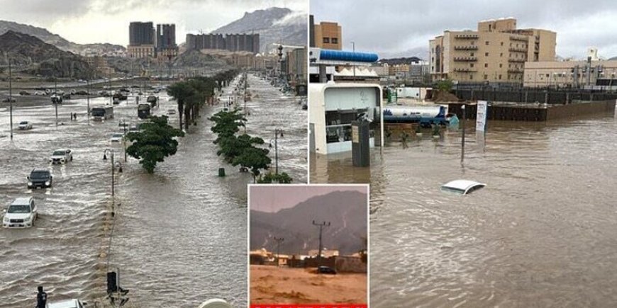 Makkah Diterjang Banjir, Jalan Raya Terendam Hingga Mobil Hanyut