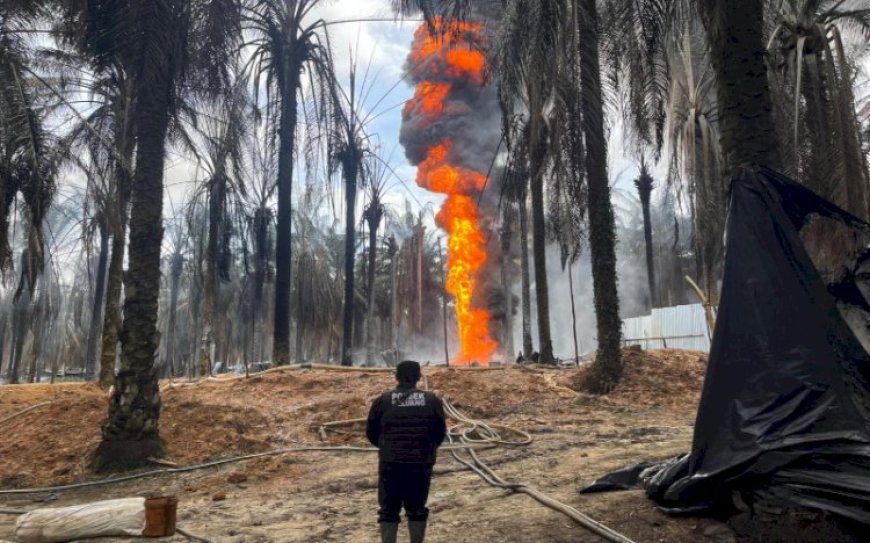 Polres Muba Amankan Pemilik Sumur Ilegal yang Terbakar di Lahan Hindoli